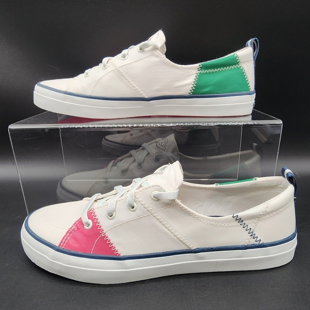 Sperry 10 White Crest Vibe SeaCycled Sneakers Colorblock Patchwork Coastal
